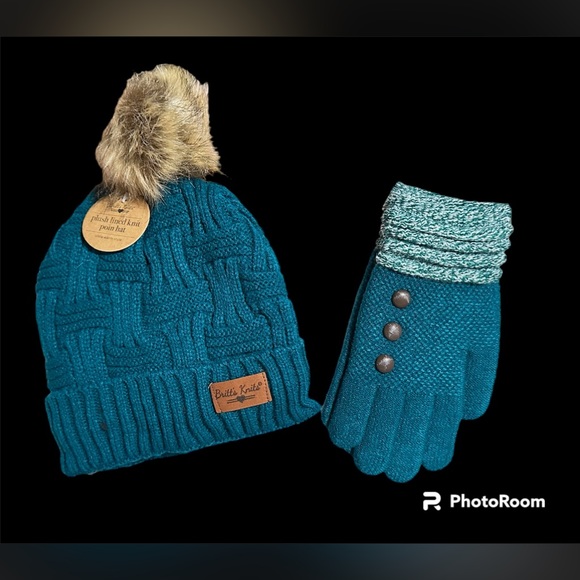 Accessories - Beanie Matching Pom Pom Hat and Gloves